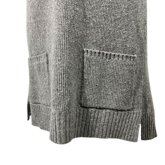 Eileen Fisher Tunic Sweater Top w Short Sleeves Silk Wool Blend Medium Gray Knit - Picture 6 of 12